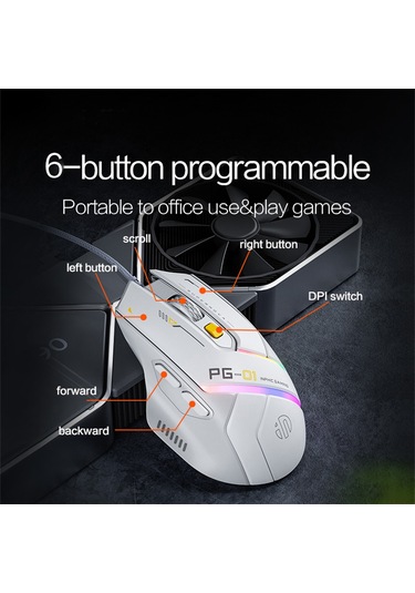 Inphıc Pg1 Usb Kablolu E-spor Oyun Mouse Rgb Işık Bilgisayar Dizüstü Fare