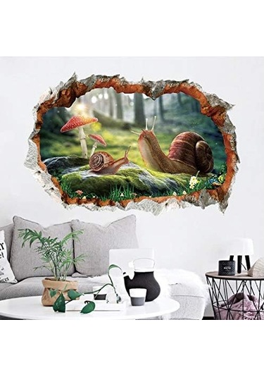 Kırık Duvar Salyangozu 3d Duvar Stickerı Duvar Çıkartması Duvar Kağıdı Poster Sanatçısı Ev Dekorasyonu Pvc Kendinden Yapışkanlı Çıkarılabilir 40 58 Cm Şeffaf