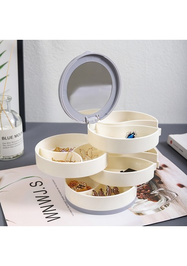 Kangvka Mavi 360 Derece Döner Çok Katlı Kuyumluk Kutusu - Küçük Aksesuarları Düzenle Ve Sakla 1 Adet Mavi