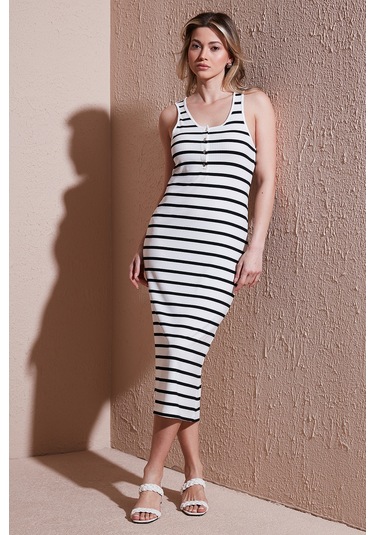Fashion Friends Bayan Elbise 25y0375k1 Ekru Ekru