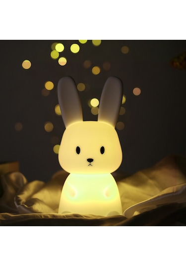 Tavşan Gece Lambası Renkli Gece Lambası Tavşan Şekilli Gece Lambası Led Silikon Lamba Doğum Günü Festivali Kızlar Bebek Çocuklar İçin