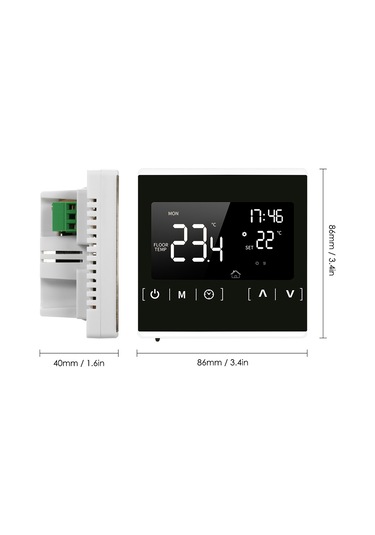 Youtek Beyaz Dokunmatik Mikroişlemci Kontrollü Zemin Isıtma Termostati - Ac85-250v, 1 C Hassasiyetli, 5-50 C Ayar Aralığı Mh1822d