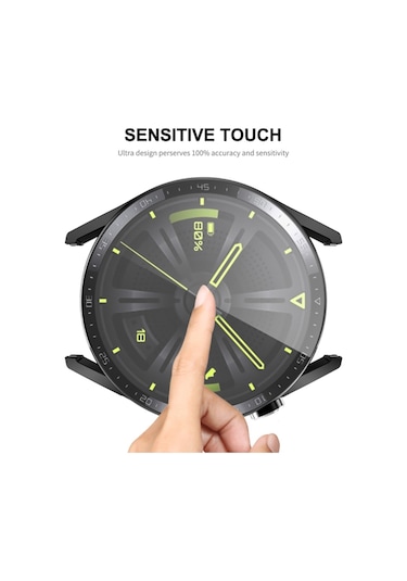 Huawei Watch Gt3 46Mm Temperli Cam Ekran Ve Kasa Koruyucu Sert Pc