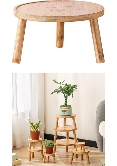 Suntek Saksı Tutucu Ekici Raf Otel Ahşap Bitki Standı Masa Odun