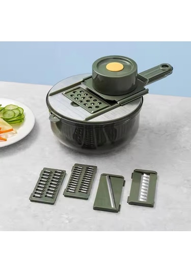 Paslanmaz Çelik 5 İn 1 Hazneli Rende Seti Süzgeçli Pratik Çok Fonksiyonlu Mutfak Rendesi Doğrayıcı