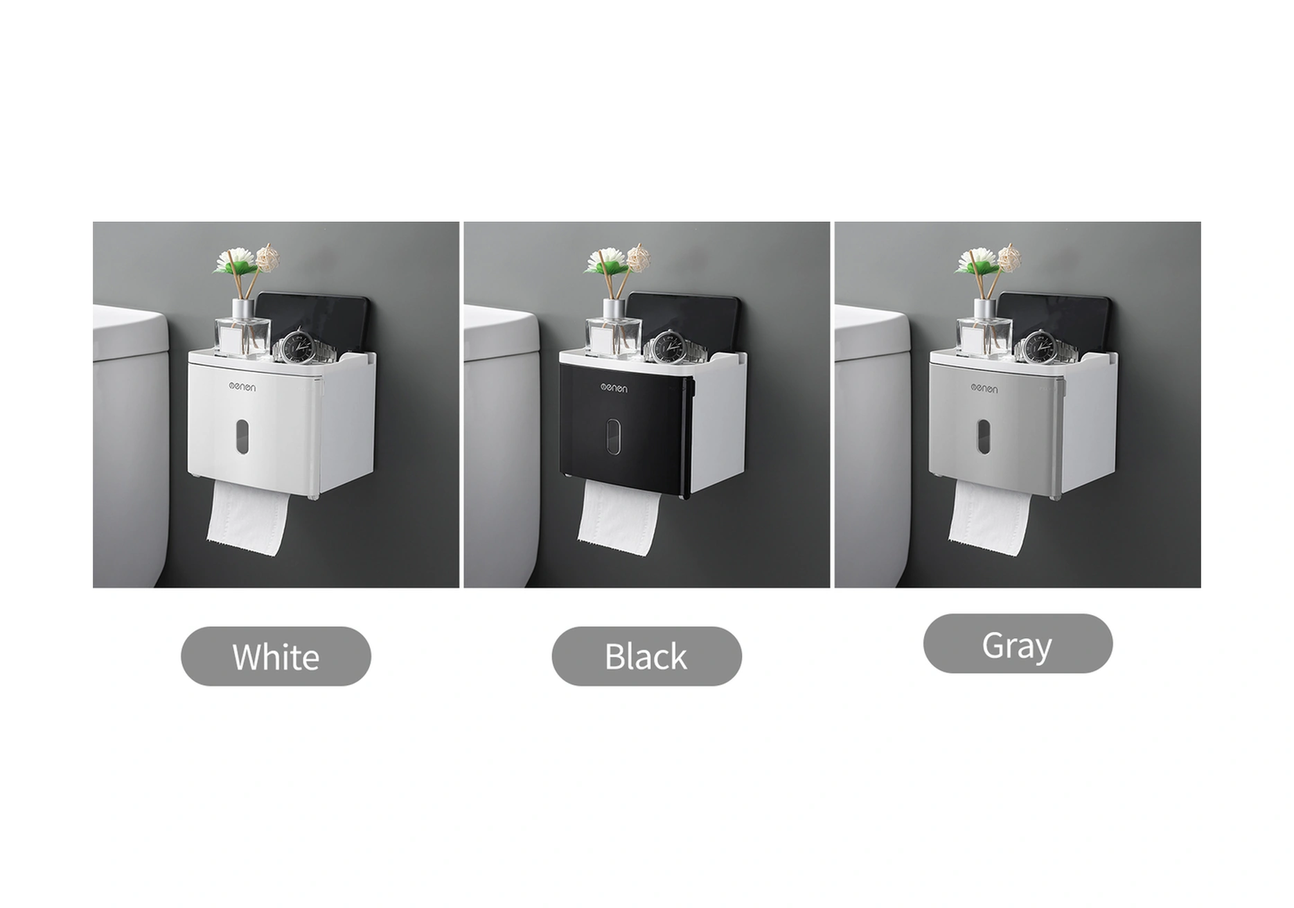 Youmex Gri Duvar Tipi Multifonksiyon Tuvalet Kağıdı Dispenseri - Abs Malzeme, Sezerye Penceresi, Serinimli Kilit, Kolay Kurulum Paspaslı Sticker Dahil