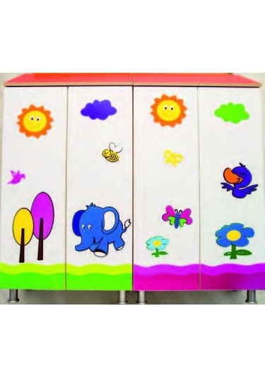 Çatili Bulut Figürlü Vestiyer Çok Renkli