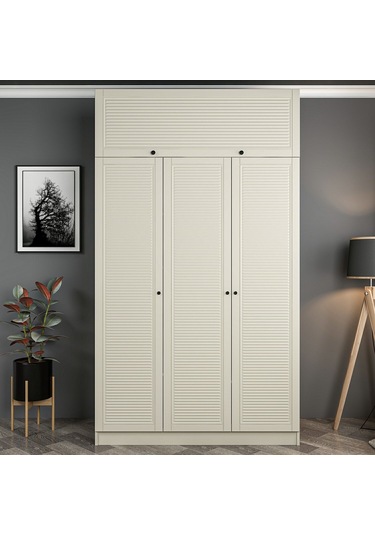 Kale 3 Mebran Panjur Kapaklı 2 Çekmeceli Dolap Ve Yüklük Kumtaşı 235cm Kumtaşı