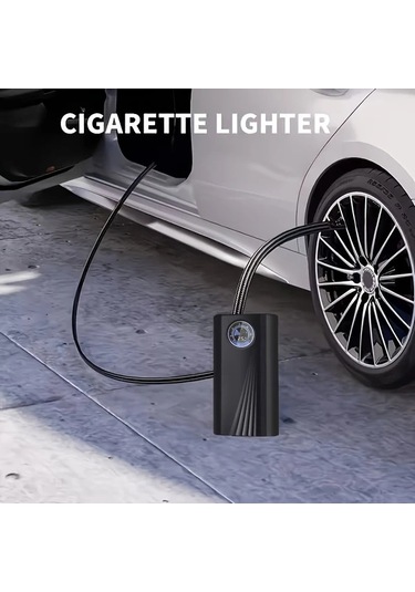 Dream011 Portable Lastik Şişirme Kompresörü 12v Araç Pompası Otomobil Motosiklet Bisiklet Siyah
