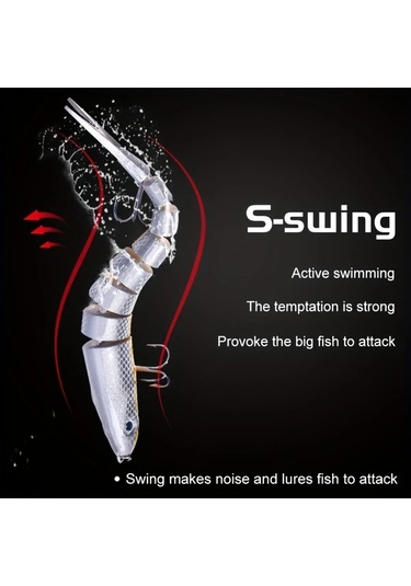 Fochsia 16 Parça Çok Eklemli Yem Swimbait Batçan Yem 8 Segmanlı Kıvrık Yem Balıkçılık Takımı