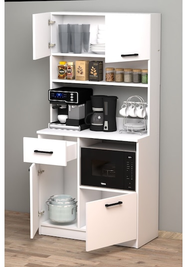 Moonlife Mocha Çok Amaçlı Kahve Köşesi Dolabı Beyaz