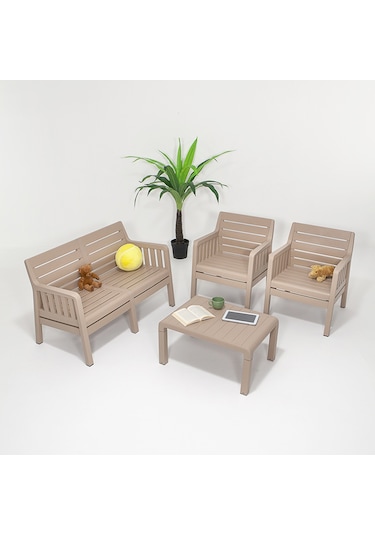 Lara 2+1+1 S Bahçe Balkon Takımı - Cappucino Kahverengi