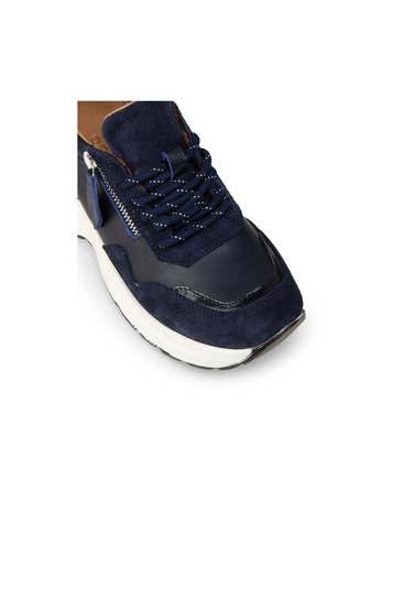 Deery Kadın Hakiki Süet Lacivert Dolgu Topuk Sneaker - M9147zlcvc01