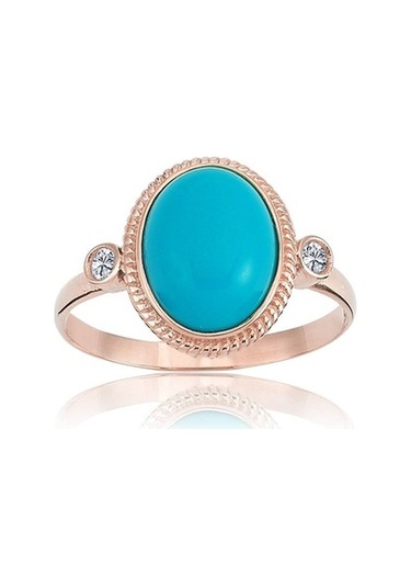 Büyük Oval Mavi Taşlı Altın Yüzük