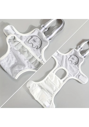 Elmpaly Gri, S Çizgili Yıkanabilir Küçük Köpek Bezi - Rahat Vücuda Oturan Mevsimlik Polyester Külot