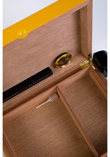 Cohiba Sarı Nokta Desenli Sedir Humidor Puro Kutusu
