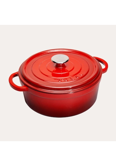Sürel Döküm 20 Cm Derin Yuvarlak Tencere Kırmızı Kırmızı