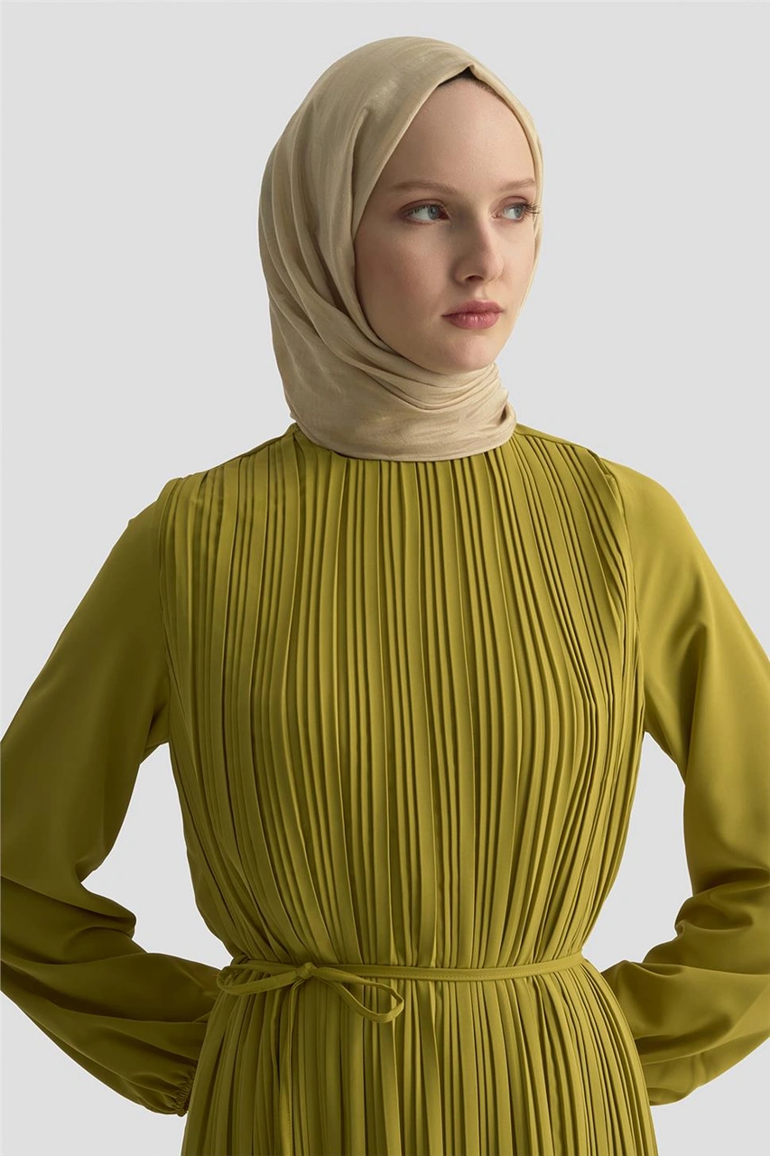 Armine Elbise Ortd9435-1 Yağ Yeşili Yeşil
