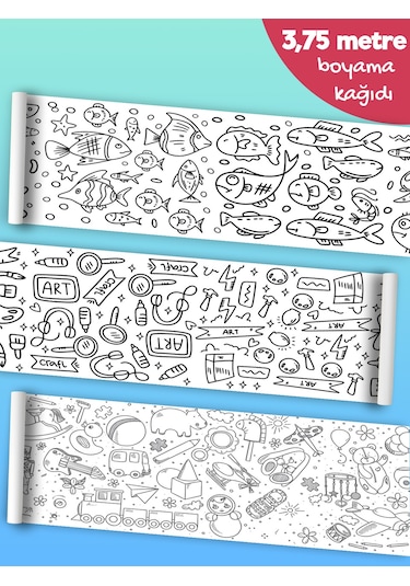 Esatoys Bebek Ve Çocuk İçin 3,75 Metre Rulo Boyama Kağıdı