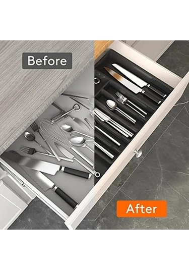 Novahub Beyaz Mutfak Plastik Çekmece Organize Tutucu Genişletilebilir Çekmece Organizatörleri Çatal Kaşık Bölücü Mutfak Kaşıklık 56822312 Beyaz
