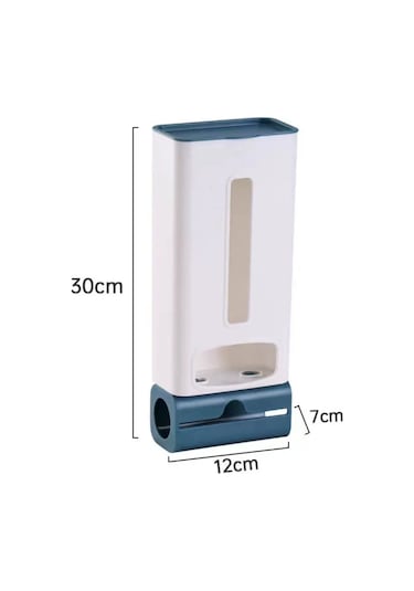 Yuntech01 Abs Plastik Çöp Poşeti Organizatörü - 50 Adet Poşet Ve Rulo Tutabilir - 12x7x30 Cm Beyaz 1 Adet Mavi