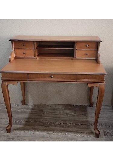 Çalışma Masa St 90400 Klasik Model Kayın Aslan Ayak Ceviz Eskitme Kulp El Yapımı Ceviz