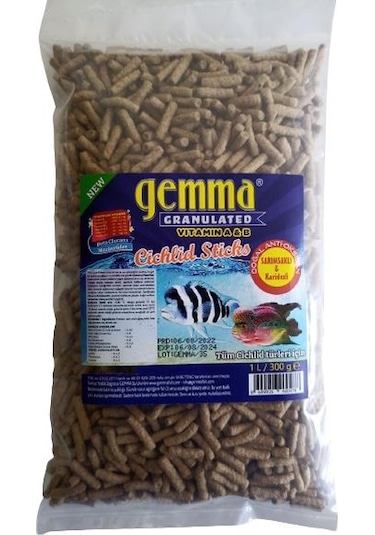 Cichlid Sticks Balık Yemi 300 GR Sarımsaklı ve Karidesli