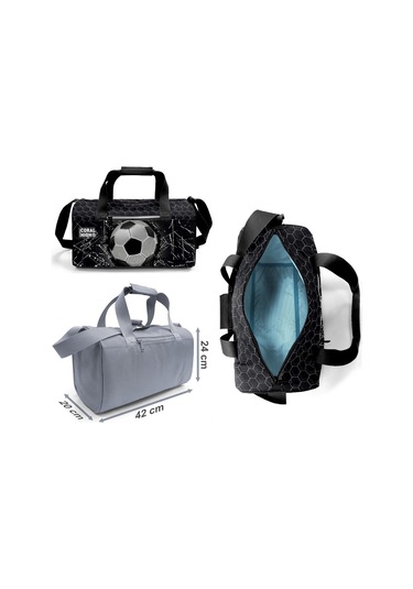 Coral High Erkek Çocuk Siyah Beyaz Futbol Desenli Çocuk Valizi Ve Seyahat/spor Çantası Seti Çok Renkli