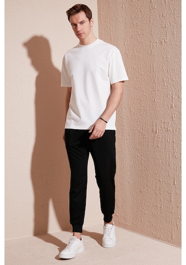 Buratti Pamuklu Relaxed Fit Sıfır Yaka Erkek T Shirt 5905446 Ekru