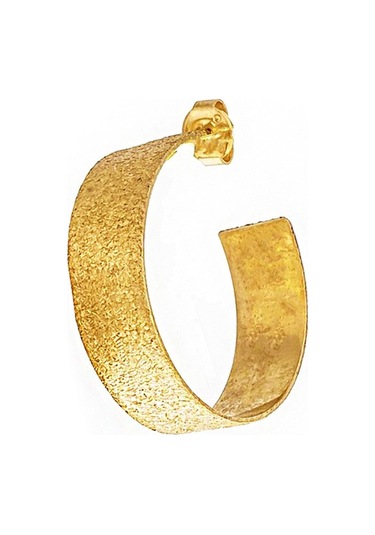 Masaliko Dövme Halka Gümüş Küpe - 925 Ayar Gümüş, Şık Altın Kaplama Altın