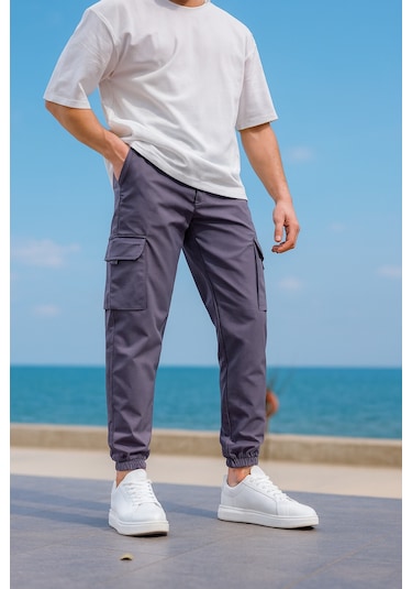 Kargo Cepli Paraşüt Kumaş Antrasit Renk Erkek Pantolon-1815 K.antrasit