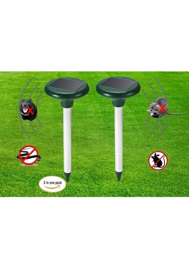 Xindoker 2 Adet Güneş Enerjili Ultrasonik Sıçan Kovucu, Toplu Alüminyum Boru Tipi, Yerleştirilebilir, 15.5x15.5x32.5 Cm