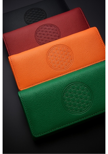 Yaşam Çiçeği Baskılı Şans Cüzdanı Kağıt Bozuk Para Ve Kartlık Bölmeli Ekru Kadın Cüzdan Bej