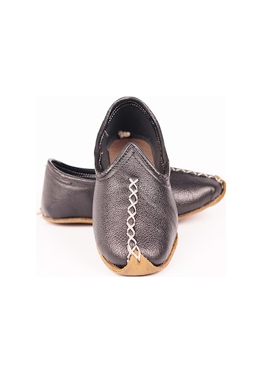 El Yapımı Hakiki Deri Çocuk Yöresel Yemeni Çarık Siyah