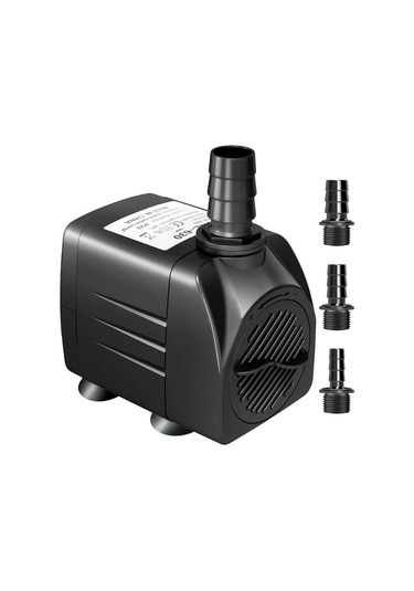 Honeybeeshop 25w 550gph Ultra Sessiz Dalgıç Pompa 2000l H 198cm Yükseklik 3 Nozullu Akvaryum Gölet Siyah