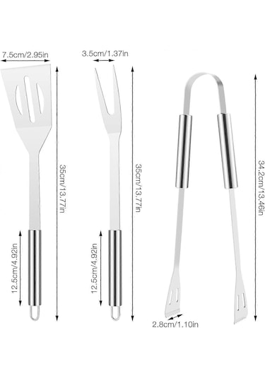 Çantalı 3 Parça Barbekü Izgara Mangal Aksesuar Seti Çatal,maşa,spatula