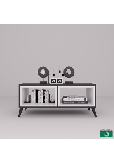 Orta Sehpa Modern Açık Raflı Antrasit - Beyaz