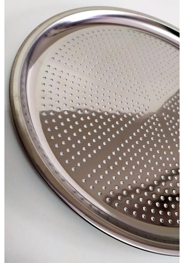 Evini Sev Delikli Pizza Tepsisi Lahmacun Pide Tepsisi 32cm Gümüş