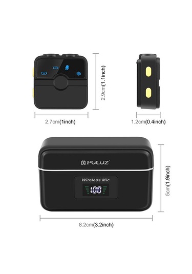 Puluz 8 Pin Manyetik Yaka Kablosuz Mikrofon, Şarj Kutulu
