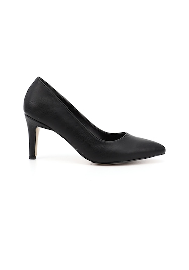 Gönderi R Siyah Sivri Burun İnce Ökçe Topuklu Stiletto Siyah