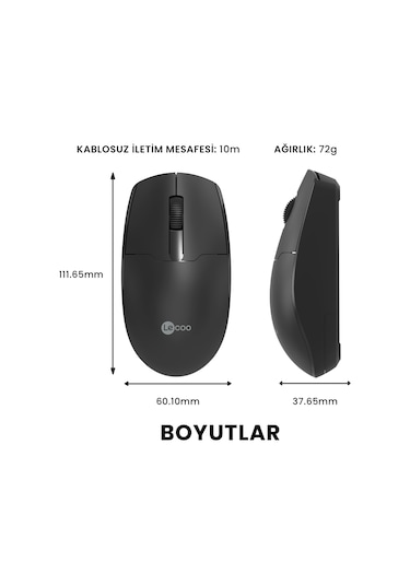 Lecoo WS204 Kablosuz 1200DPI 3 Tuşlu Optik Mouse