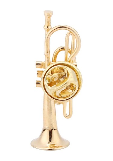 Padalink Müzik Enstrümanı Şekilli Gümüş Kaplama Broş: Unik Trombon/kornet Modeli, Hediye Kutulu Özel Hediyelik Aksesuar Çok Renkli