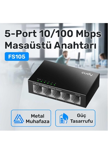 Cudy Fs105 5port 10/100mbps Duvar Montajlı Metal Masaüstü Switch