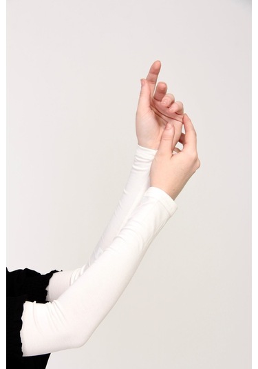 Likralı Kaymayan Kurtarıcı 1 Çift Tesettür Kolluk Ekru