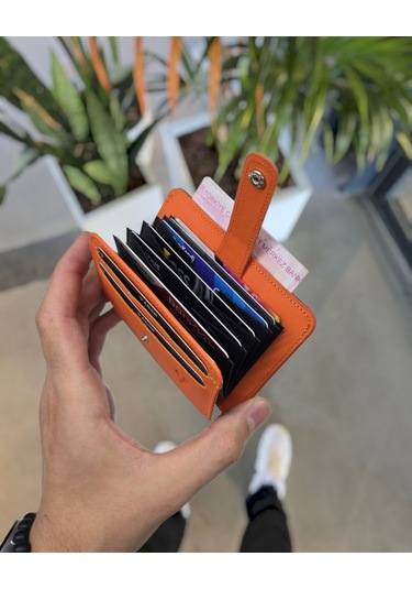 Visso 8600 Hakiki Deri Unisex Kişiye Özel Cüzdan Çanta Turuncu
