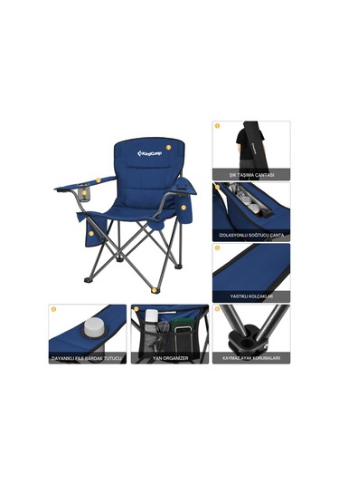 Kingcamp Lotus Xl Cool Ice Ultra Konforlu & Takviyeli Kamp Sandalyesi Blue Mavi