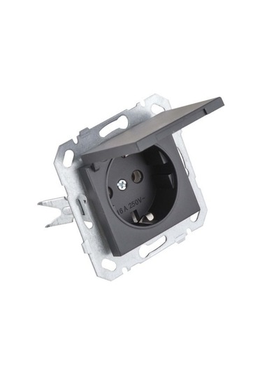 Netelsan Byobu Siyah Kapaklı Topraklı Priz Çerçevesiz