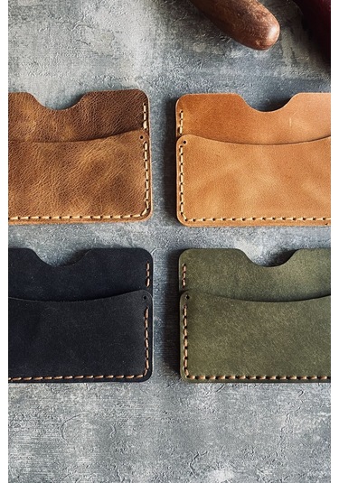 Pepuza Hakiki Deri Slim Kartlık - Camel