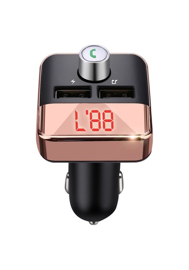 Springsun Araç Fm Transistörü Bluetooth 5.0 - Çift Usb Şarj Cihazı, El-işsiz Arama, Mp3 Çalar, Kayıpsız Ses Kalitesi, Gül Altını