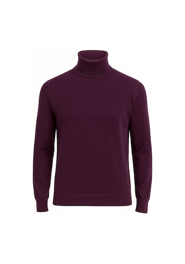 Huffa Erkek Slim Fit Boğazlı Erkek Triko-7430 Mor